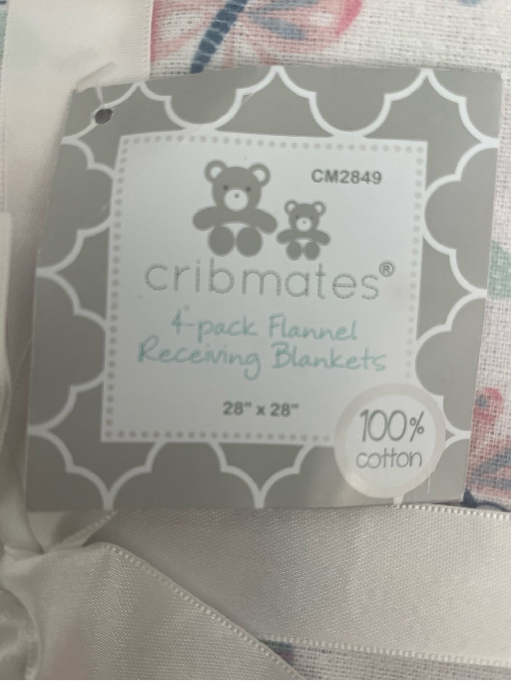 Cribmates Butterfly & Floral Muslin Baby Blanket Set - Pink, Green, White - Picture 2 of 3